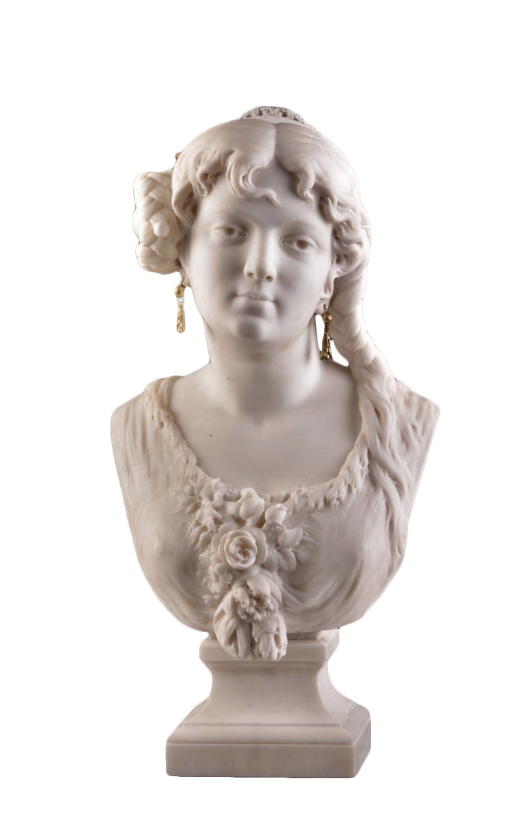 César CERIBELLI (1841-1918), Carrara marble female bust - Ref.91684