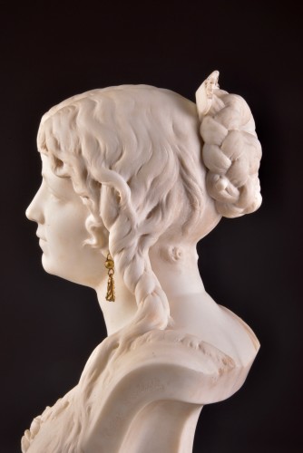 Antiquités - César CERIBELLI (1841-1918), Carrara marble female bust