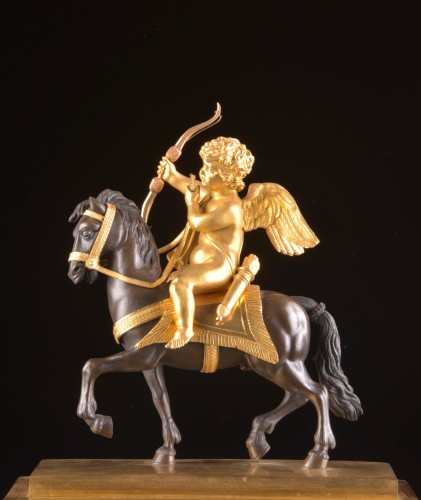 Cupidon à cheval, une pendule Directoire en bronze doré - Horlogerie Style Directoire
