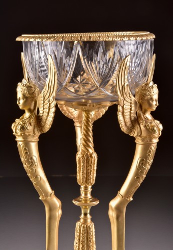 Antiquités - Paire de coupes Napoléon III en bronze et cristal de Baccarat