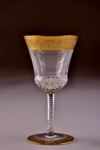 19th century - St. Louis Thistle Gold  Cristal Carafe &amp; 6 glasses