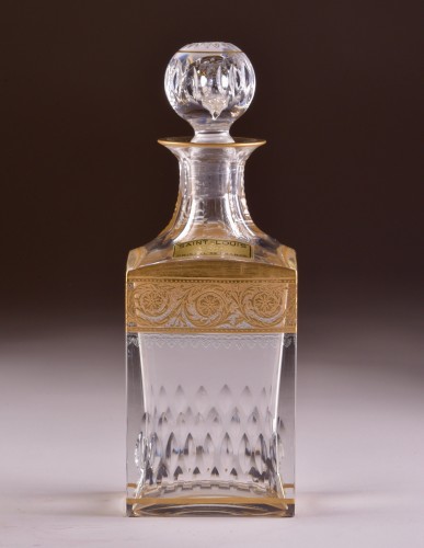 St. Louis - &quot;Thistle Gold&quot; carafe &amp; 6 &quot;Thistle Gold&quot; glasses - Glass & Crystal Style Art nouveau