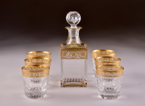 St. Louis - &quot;Thistle Gold&quot; carafe &amp; 6 &quot;Thistle Gold&quot; glasses - 