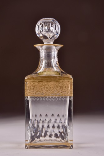 XIXe siècle - St. Louis - Carafe & 6 verres Thistle Gold