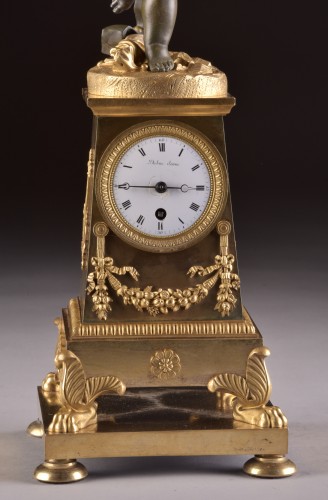 Horology  - High qualiy French Empire clock &quot;Putto with drum and flute&quot;