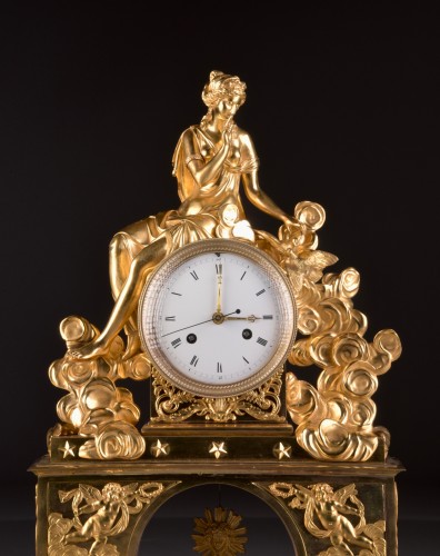 Horology  - A large romantic Directoire pendule with pinnen wheel