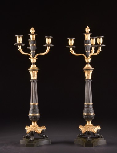 Lighting  - A LARGE PAIR FRENCH CHARLES X BRONZE CANDELABRA