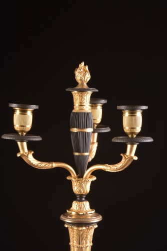 A LARGE PAIR FRENCH CHARLES X BRONZE CANDELABRA - 