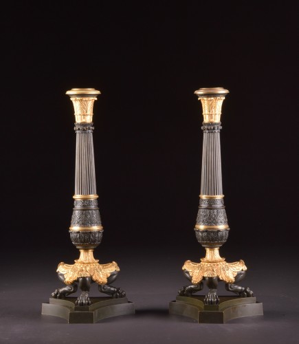 A LARGE PAIR FRENCH CHARLES X BRONZE CANDELABRA - Louis-Philippe