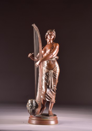 Tahoser, harpiste égyptienne - Georges Charles Coudray (1862-1944) - Sculpture Style Art nouveau