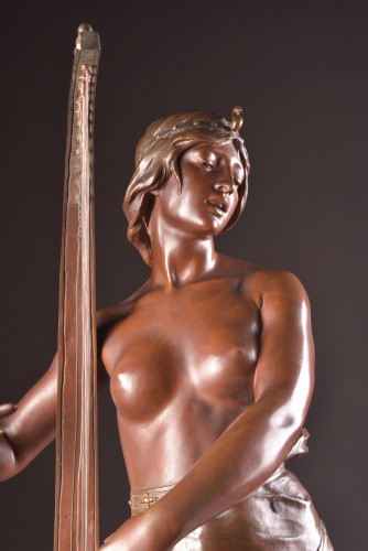 Sculpture Sculpture en Bronze - Tahoser, harpiste égyptienne - Georges Charles Coudray (1862-1944)