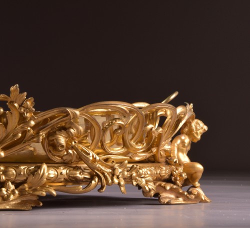 Grande jardinière en bronze doré - Henri Picard (1840-1890) - Objet de décoration Style Napoléon III