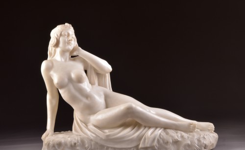 Nude alabaster sculpture by Alberto Currini, ca. 1900 - Sculpture Style Art nouveau