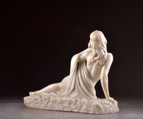 Art nouveau - Nude alabaster sculpture by Alberto Currini, ca. 1900