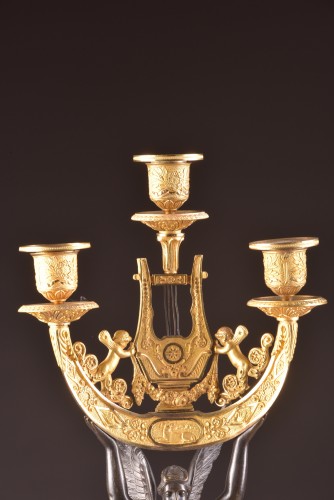 Paire de candélabres Empire aux victoires ailées circa 1810 - Empire