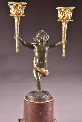 Pair Empire candlesticks with putti  - Empire