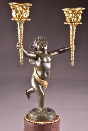 Empire - Pair Empire candlesticks with putti 