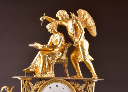  L'Inspiration - Pendule Empire en bronze doré - Horlogerie Style Empire