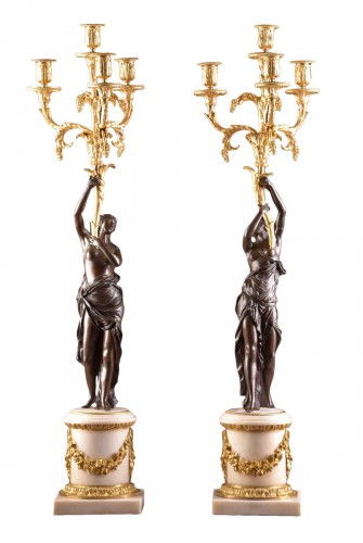 A pair of Louis XVI 4-light figural candelabra 