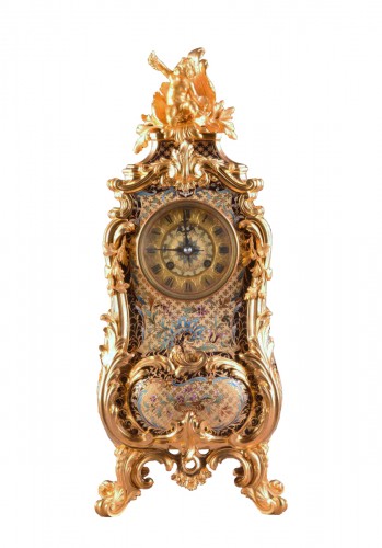 Horloge en bronze doré et émail cloisonné