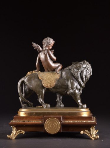 Impressive French table clock, Cupid on lion - Louis-Philippe