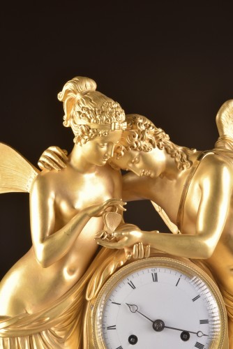 Psyche and Amor - A large French Empire clock - 