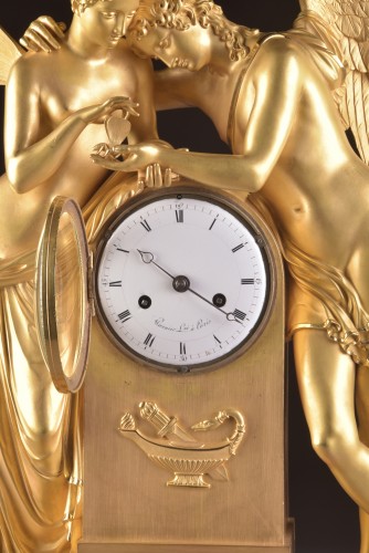 Empire - Psyche and Amor - A large French Empire clock