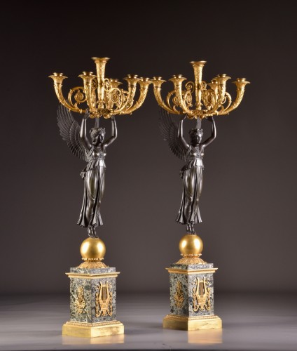 19th century - Large pair of Empire candelabra - attributed to Pierre-Philippe Thomire ( (1751-1843) 