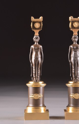 Empire - Pair of figural Empire candlesticks