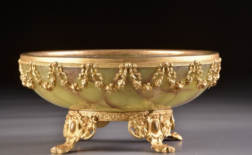 Antiquités - Jardinière Napoléon III en onyx et bronze