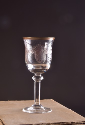 silverware & tableware  - Large set of 72 ( 6 x 12 ) ,19th Century France gilded Crystal Glasses