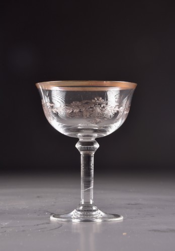 19th century - Large set of 72 ( 6 x 12 ) ,19th Century France gilded Crystal Glasses
