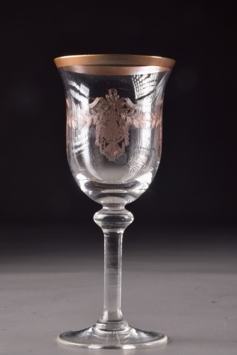 Large set of 72 ( 6 x 12 ) ,19th Century France gilded Crystal Glasses - Napoléon III