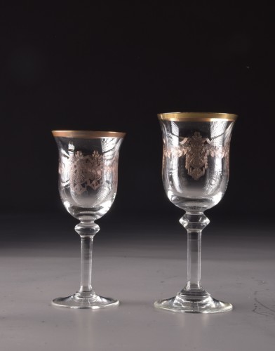 Antiquités - Large set of 72 ( 6 x 12 ) ,19th Century France gilded Crystal Glasses
