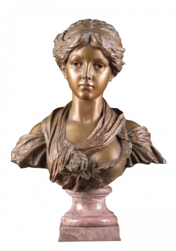 Buste en bronze d'près la "Cruche brisée" de Jean-Baptiste Greuze
