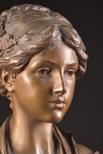 Sculpture Sculpture en Bronze - Buste en bronze d'près la Cruche brisée de Jean-Baptiste Greuze