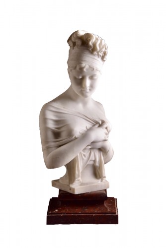 White large 19th century marble bust of Madam Recamier, after J. Chinard 