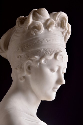 White large 19th century marble bust of Madam Recamier, after J. Chinard  - Napoléon III