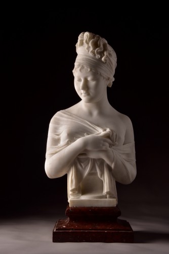 Antiquités - White large 19th century marble bust of Madam Recamier, after J. Chinard 