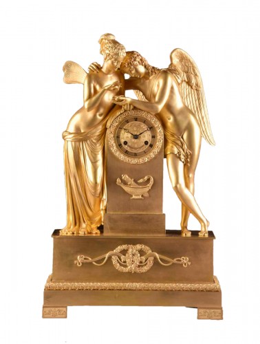 Psyche and Amor - A large French Empire clock