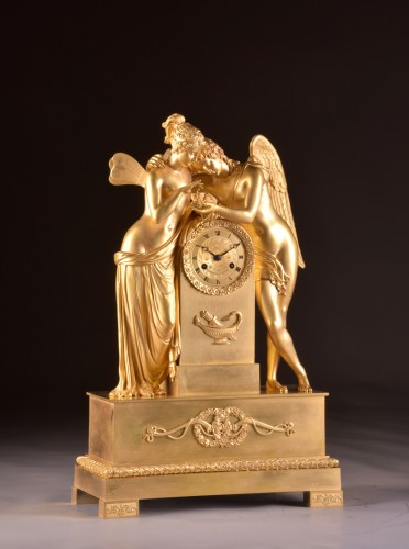 Psyche and Amor - A large French Empire clock - 