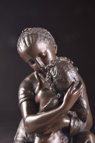 Mère et enfant - bronze signé Moreau - Mora Antiques