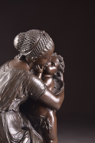 Antiquités - Mère et enfant - bronze signé Moreau