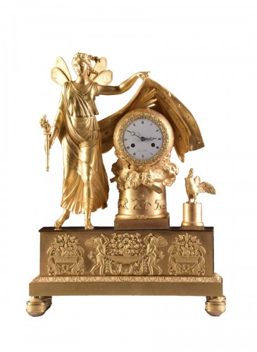 A large fire-gilt bronze Empire clock