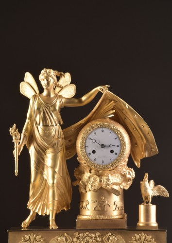 Horology  - A large fire-gilt bronze Empire clock