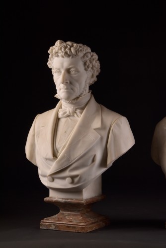 A pair life size 19th century white marble bust - 