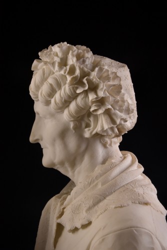 Antiquités - Paire de bustes en marbre blanc grandeur nature XIXe siècle