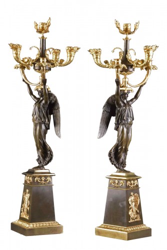 A large pair of 19th century bronze candelabra