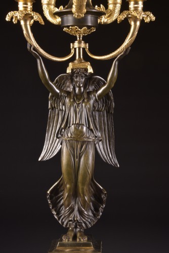 Lighting  - A large pair of 19th century bronze candelabra