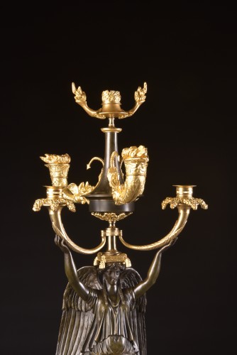 A large pair of 19th century bronze candelabra - 